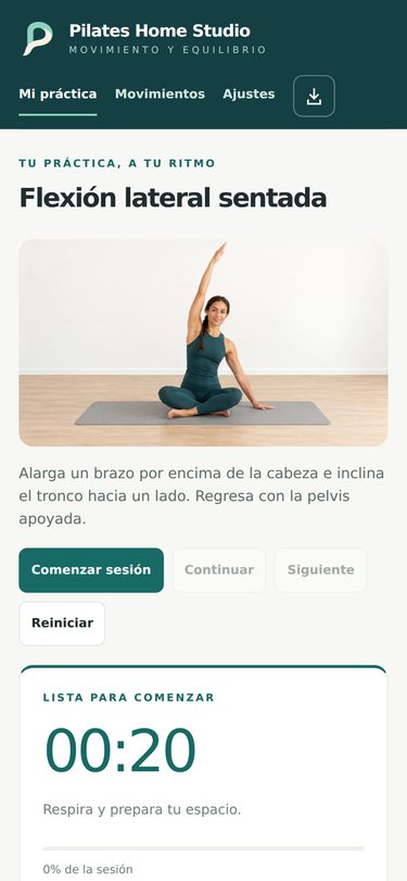 Práctica de los dos lados — pantalla de la aplicación